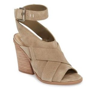 Marc Fisher Valen Genuine Suede Leather Taupe Wrap Open Toe Sandals Size 9